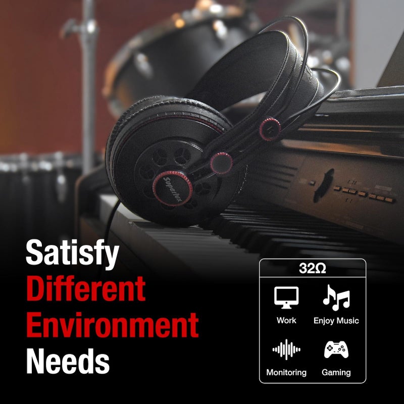 Superlux HD681 Semi-Open Studio Headphones, Wired Over-Ear with 50mm Neodymium Drivers, Single-Sided Cable, 10-30,000Hz, for Monitoring, Recording, Mixing, Podcast, Music - Image 5